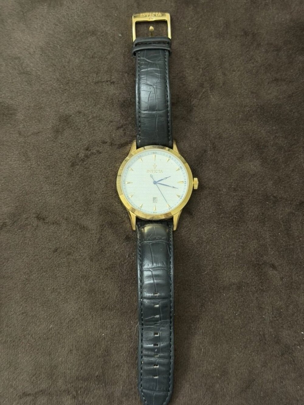 Invicta Men's Quartz Analog Watch Gold Tone SS Case White Dial Date 50m